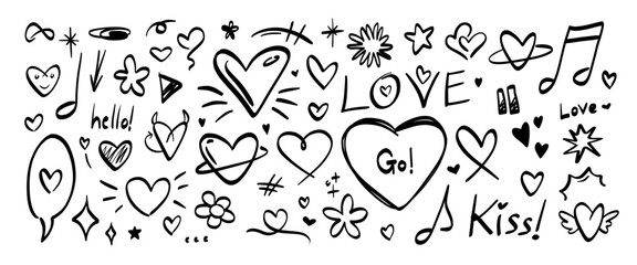 Hand drawn doodle vector set. Collection of cute hand drawn doodle.