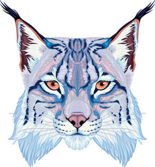 Lynx head, vector isolated animal.