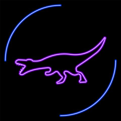 dinosaur neon sign, modern glowing banner design, colorful modern design trend on black background. Vector illustration.