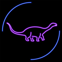dinosaur neon sign, modern glowing banner design, colorful modern design trend on black background. Vector illustration.