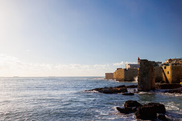 View of the city and wall of Akko (Acre), Israel.