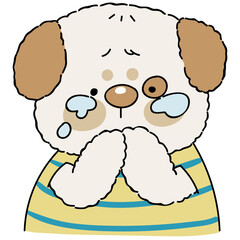Dog character crying illustration