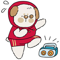 Dog character aerobic exercise illustration