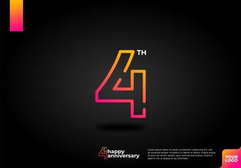 Number 4 logo icon design, 4th birthday logo number, anniversary 4