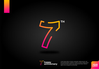 Number 7 logo icon design, 7th birthday logo number, anniversary 7