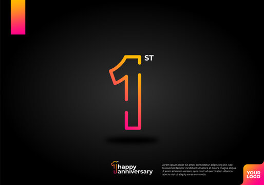 Number 1 logo icon design, 1st birthday logo number, anniversary 1st