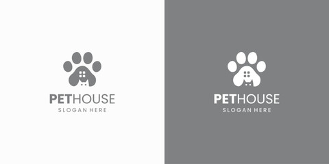 Pet house cat paw vector logo design