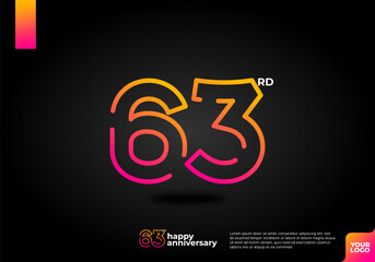 Number 63 logo icon design, 63rd birthday logo number, anniversary 63