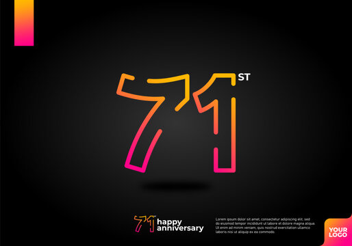 Number 71 logo icon design, 71st birthday logo number, anniversary 71