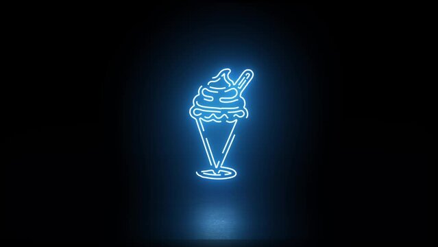 ice cream cup icon loop doodle glowing animation effect 2K 4K HD.mp4