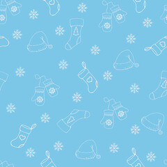 New year's doodle pattern in sketch style. Vector background, wallpaper, backdrop.