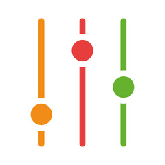 Control sliders. Settings, adjust, adjustment, panel, tune, install, customization, modern technologies, options, gadget, fix, error, system. Colorful icon on white background