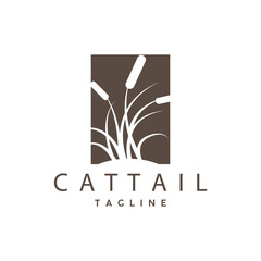 Fototapeta na wymiar Cattail Logo Design Vector Simple Illustration Symbol Template