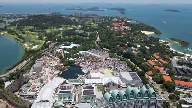 Flight over Sentosa Island in Singapore