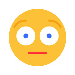 Shocked emoticon. Express emotions, online communication, message, texting, shock, surprise, horror, scared, confused, eyes wide open, stun, speechless. Colorful icon on white background