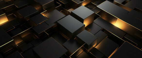 Abstract black and gold rectangles geometric shape