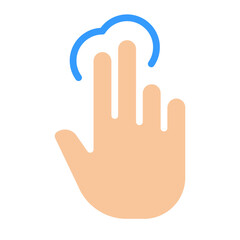 Press with two fingers. Tap, swipe, push, make a screenshot, touch screen, control panel, shut down, settings, fingerprint scanner, user, device, gesture. Colorful icon on white background