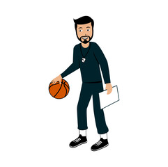 Fototapeta premium Basketball Coach Character Design Illustration vector eps format , suitable for your design needs, logo, illustration, animation, etc.