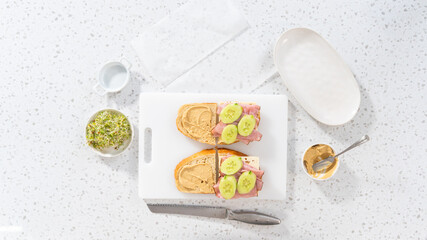 Ham, Cucumber, and Sprout Sandwich