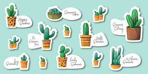 set of cactus sticker