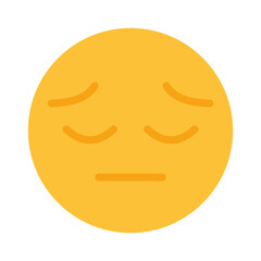 Sad emoticon. Express emotions, online communication, correspondence, chat, texting, mail, send, upset, no mood, offended, sympathy. Colorful icon on white background