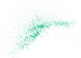 Green chalk pieces and powder flying, isolated on white, clipping path