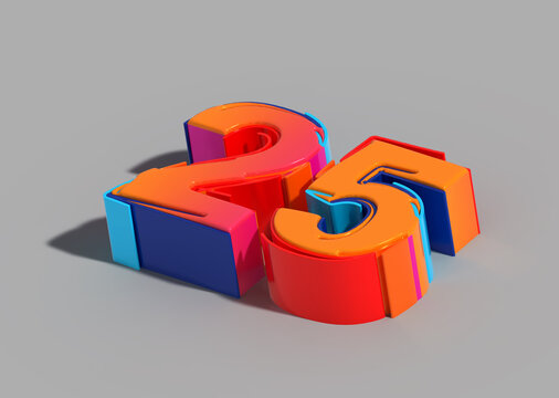 25 Twenty-Five Number Lettering 3d Font Design.