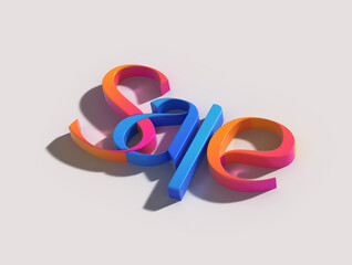 Sale 3d Lettering Font Illustration Design.