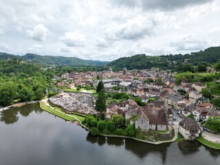 Fototapeta na wymiar Beauileu-sur- Dordogne France drone,aerial