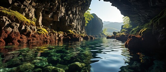 Beautiful panoramic view of the river in the cave - Powered by Adobe