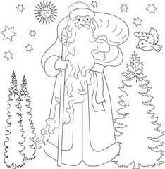 Christmas Santa claus adult and kids coloring page