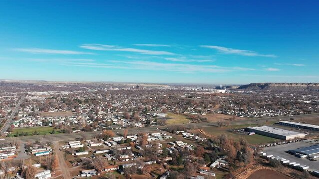 Flyover of Billings Montana with a drone on a sunny day