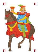 Spanish deck of cards game. Hand drawn vector illustration, stylized in traditional line art. art decorations, print for decoration. Isolated background