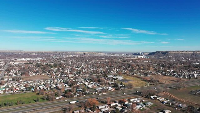 Drone captures the scenic charm of Billings, Montana, on a bright and sunny day