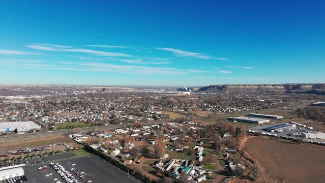 Drone aerial view of Billings Montana during a sunny day