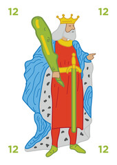 Spanish deck of cards game. Hand drawn vector illustration, stylized in traditional line art. art decorations, print for decoration. Isolated background