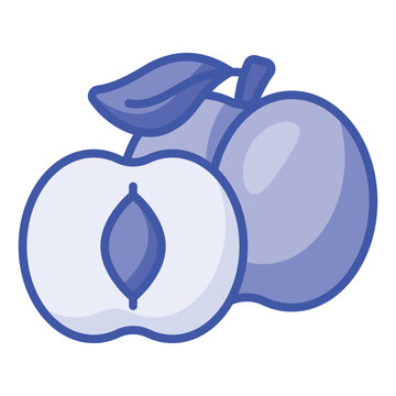 blue plums with leaf, cut fruit clip art preview