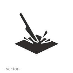 damage resistant icon, anti scratch surface, flat symbol - vector illustration