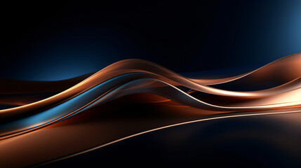 Abstract Dark blue and bronze color wavy shape background
