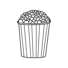 Hand drawn Kids drawing Cartoon Vector illustration caramel popcorn Isolated on White Background