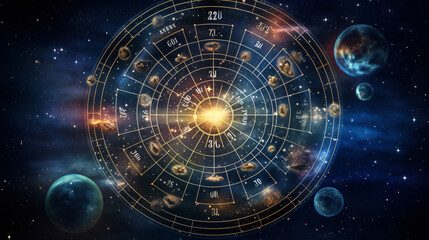 Zodiac signs inside of horoscope circle - obrazy, fototapety, plakaty