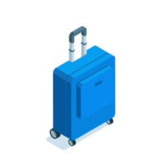 isometric travel bag with wheels and retractable handle, in color on a white background, travel or flight