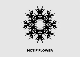 Vector illustration of symmetrical black floral tribal motif