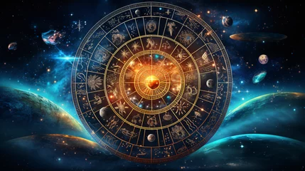 Foto op Plexiglas Zodiac signs inside of horoscope circle © Ashley