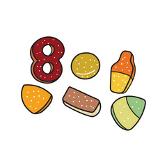 Kids drawing Cartoon Vector illustration sour candy Isolated on White Background