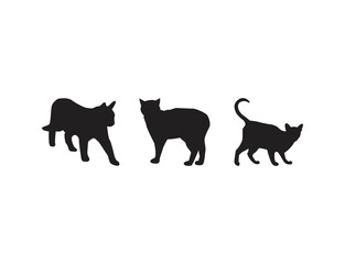 Cat silhouette set. Black cat, vector icon, vector illustrated.