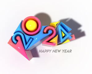 2024 Happy New Year Lettering Illustration Design