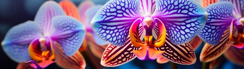 A close-up of a rare orchida??s delicate structure, its intricate patterns and vibrant colors...