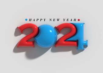 2024 Happy New Year Lettering Illustration Design.