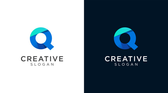 Letter Q logo design for various types of businesses and company. colorful, modern, geometric, luxury letter Q logo